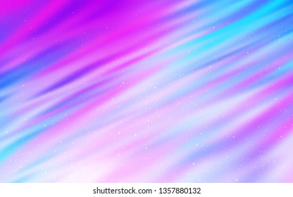 Light Pink, Blue vector texture with milky way stars. Space stars on blurred abstract background with gradient. Smart design for your business advert.