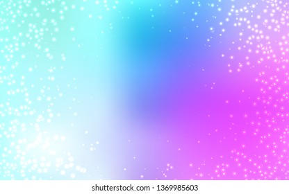 Light Pink, Blue vector texture with milky way stars. Glitter abstract illustration with colorful cosmic stars. Template for cosmic backgrounds.