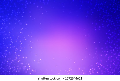 Light Pink, Blue vector texture with milky way stars. Shining illustration with sky stars on abstract template. Pattern for futuristic ad, booklets.