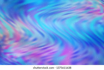 Light Pink, Blue vector texture with milky way stars. Glitter abstract illustration with colorful cosmic stars. Best design for your ad, poster, banner.