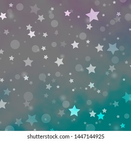 Light Pink, Blue vector texture with circles, stars. Abstract illustration with colorful spots, stars. Design for wallpaper, fabric makers.
