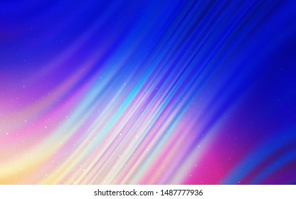 Light Pink, Blue vector texture with milky way stars. Glitter abstract illustration with colorful cosmic stars. Pattern for futuristic ad, booklets.
