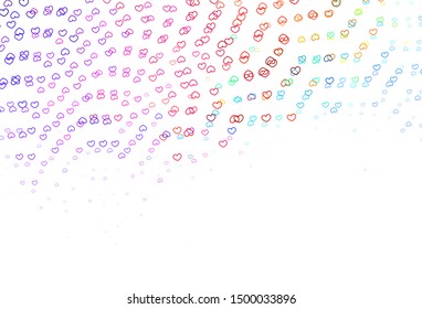 Light Pink, Blue vector texture with lovely hearts. Blurred decorative design in doodle style with hearts. Design for ad, poster, banner of Valentine Day.