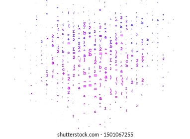 Light Pink, Blue vector texture with mathematic symbols. Colored mathematic signs with gradient on white background. Template for cell phone backgrounds.