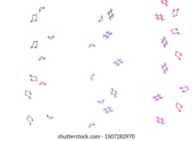 Light Pink, Blue vector texture with musical notes. Modern abstract illustration with melody keys. Pattern for school ad, booklets.