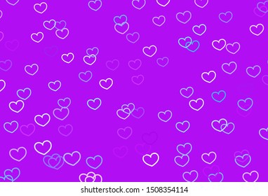 Light Pink, Blue vector texture with lovely hearts. Glitter abstract illustration with colorful hearts in romantic style. Pattern for valentine's ad, booklets.