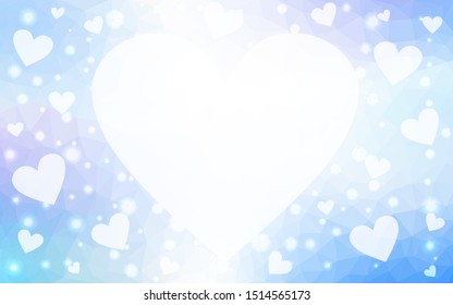 Light Pink, Blue vector  texture with lovely hearts. Decorative shining illustration with hearts on abstract template. Pattern for carnival, festival romantic leaflets.