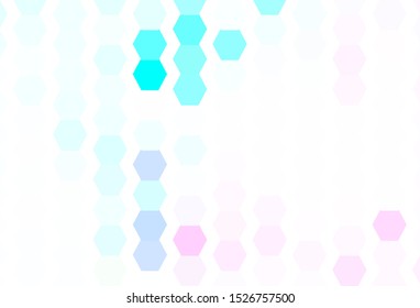 Light Pink, Blue vector texture with colorful hexagons. Colorful hexagons on blur backdrop. Pattern for landing pages.