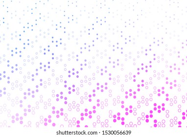 Light Pink, Blue vector texture with disks. Blurred bubbles on abstract background with colorful gradient. Design for business adverts.