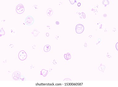 Light Pink, Blue vector texture with delicious snacks. Illustration with set of fresh food in doodle style. Pattern for ad, booklets, leaflets of restaurants.