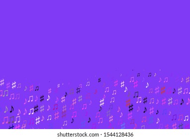 Light Pink, Blue vector texture with musical notes. Decorative design in abstract style with music shapes. Modern design for wallpapers.