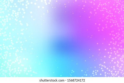 Light Pink, Blue vector texture with milky way stars. Glitter abstract illustration with colorful cosmic stars. Pattern for astronomy websites.