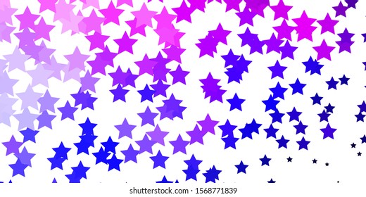 Light Pink, Blue vector texture with beautiful stars. Decorative illustration with stars on abstract template. Theme for cell phones.