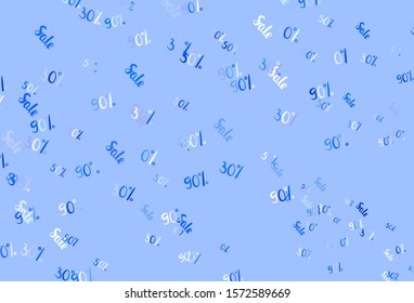 Light Pink, Blue vector texture with selling prices 30, 50, 90 %. Abstract illustration with colorful gradient symbols of sales. Pattern for ads, posters, banners of sales.