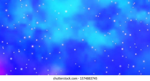 Light Pink, Blue vector texture with beautiful stars. Blur decorative design in simple style with stars. Design for your business promotion.