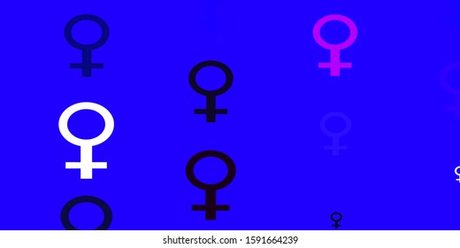 Light Pink, Blue vector texture with women's rights symbols. Abstract illustration with a depiction of women's power. New side for your design.