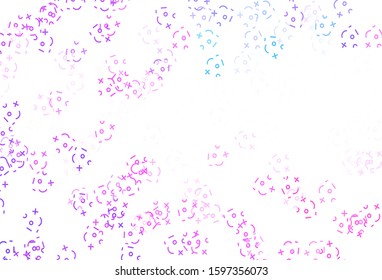 Light Pink, Blue vector texture with mathematic symbols. Illustration with Numeral symbols on abstract template. Best design a poster, banner of a math college.