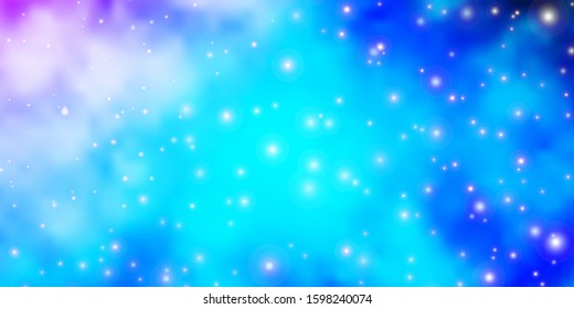 Light Pink, Blue vector texture with beautiful stars. Colorful illustration with abstract gradient stars. Pattern for new year ad, booklets.