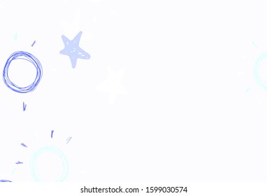 Light Pink, Blue vector texture with small stars, suns. Glitter abstract illustration with colored stars, suns. Best design for your ad, poster, banner.