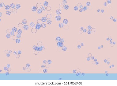 Light Pink, Blue vector texture with disks. Glitter abstract illustration with blurred drops of rain. Design for your business advert.