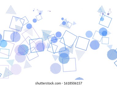 Light Pink, Blue vector texture with poly style with circles, cubes. Decorative design in abstract style with lines, dots, cubes. Best design for poster, banner.
