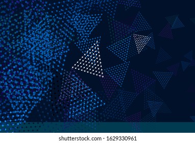 Light Pink, Blue vector texture with triangular style with circles. Glitter abstract illustration with spheres, triangular lines. Best design for poster, banner.