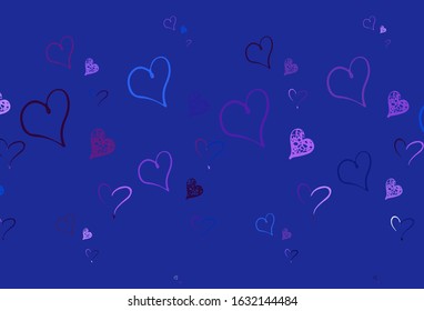 Light Pink, Blue vector texture with lovely hearts. Illustration with shapes of gradient hearts on blur backdrop. Pattern for marriage gifts, congratulations.