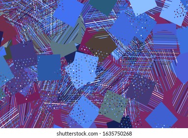 Light Pink, Blue vector texture with poly style with circles, cubes. Illustration with set of colorful circles, triangles, squares. Template for wallpapers.