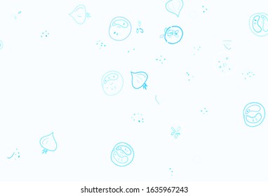 Light Pink, Blue vector texture with delicious snacks. Colorful decorative design of snacks in doodle style. Pattern for menu of cafes, bars, restaurants.