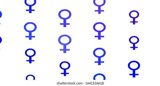 Light Pink, Blue vector texture with women's rights symbols. Colorful illustration with gradient feminism shapes. Background for ui designers.