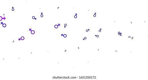 Light Pink, Blue vector texture with women's rights symbols. Illustration with signs of women's strength and power. Simple design for your web site.