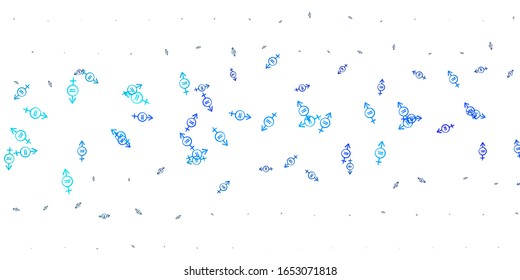 Light Pink, Blue vector texture with women's rights symbols. Colorful illustration with gradient feminism shapes. Best design to show the power of women.