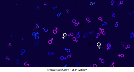 Light Pink, Blue vector texture with women's rights symbols. Abstract illustration with a depiction of women's power. Simple design for your web site.