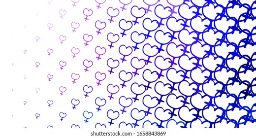 Light Pink, Blue vector texture with women's rights symbols. Colorful illustration with gradient feminism shapes. Best design to show the power of women.