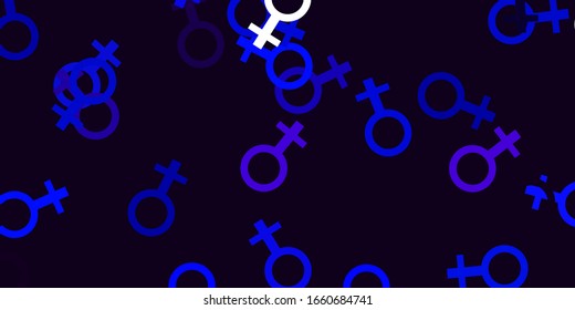 Light Pink, Blue vector texture with women's rights symbols. Simple design in abstract style with women’s rights activism. Background for International Women’s Day.