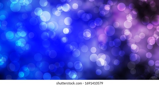 Light Pink, Blue vector texture with disks. Abstract decorative design in gradient style with bubbles. Pattern for wallpapers, curtains.