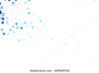 Light Pink, Blue vector texture with poly style with circles, cubes. Glitter abstract illustration with spheres, squares, lines. Best design for poster, banner.