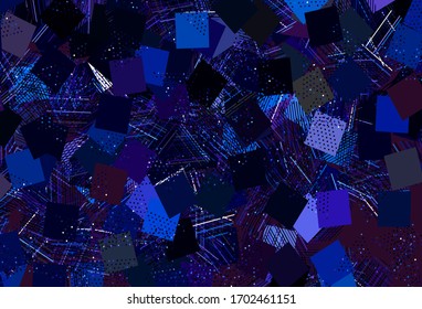 Light Pink, Blue vector texture with poly style with circles, cubes. Decorative design in abstract style with lines, dots, cubes. Pattern for websites.
