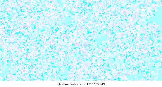 Textura vectorial azul rosa claro con copos de nieve brillantes. Coloridos elementos de nieve al estilo de la Navidad decorativa. Afiche, cartel para el diseño de Año Nuevo.