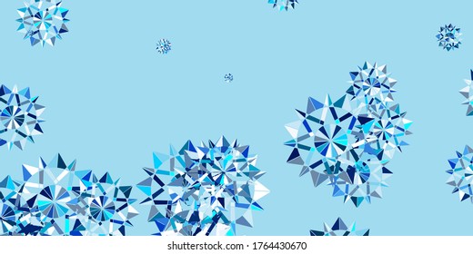 Textura vectorial azul rosa claro con copos de nieve brillantes. Ilustración colorida abstracta con copos de nieve. Diseño de Navidad para negocios.