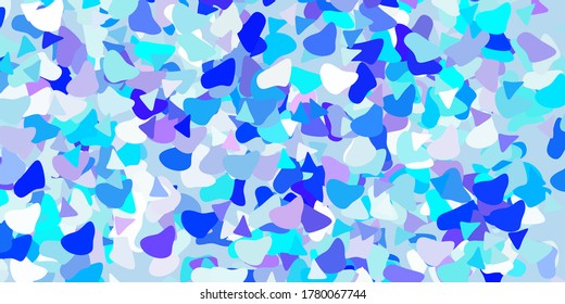 Light pink, blue vector texture with memphis shapes. Simple design in abstract style with gradient forms. Elegant design for wallpaper set.