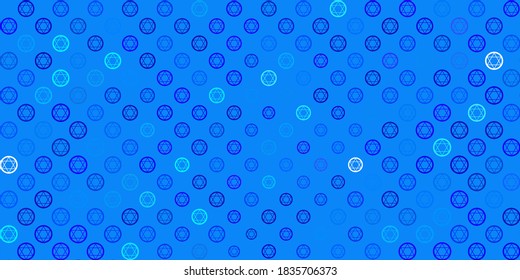 Light Pink, Blue vector texture with religion symbols. Colorful vintage illustration with gradient alchemy shapes. Simple base for your occult design.