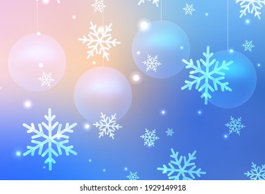 Light Pink, Blue vector texture in birthday style. Shining illustration with Christmas balls, stars. Smart design for promotion of university.