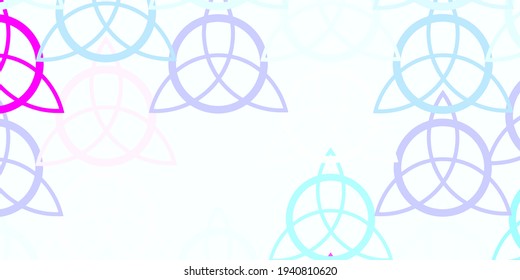 Light Pink, Blue vector texture with religion symbols. Retro design in abstract style with witchcraft forms. Simple design for occult depiction.