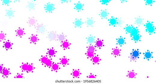 Light pink, blue vector texture with disease symbols. Colorful abstract illustration with gradient medical shapes. Best design for quarantine events.
