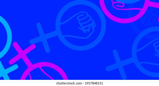 Light Pink, Blue vector texture with women's rights symbols. Abstract illustration with a depiction of women's power. Design for International Women’s Day.