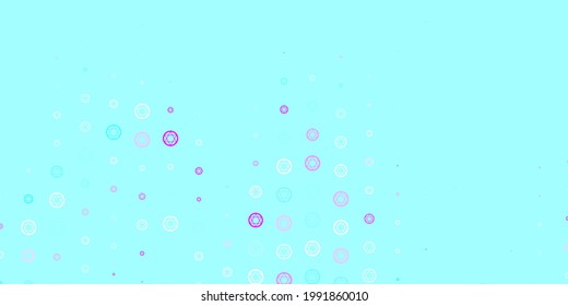 Light Pink, Blue vector texture with religion symbols. Abstract illustration with gothic gradient shapes. Background for esoteric, mystic designs.
