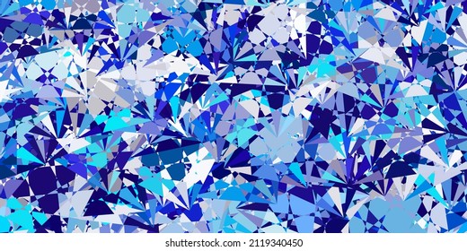 Pink claro, textura vectorial azul con triángulos aleatorios. Formas triangulares con gradiente colorido en estilo abstracto. Una adición fácil a sus comerciales.