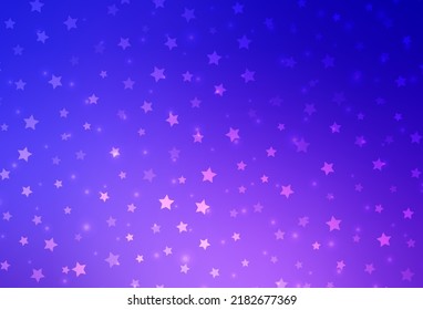 Color rosa claro, textura vectorial azul con copos de nieve de color, estrellas. Decoración colorida en estilo navideño con nieve. Diseño para el anuncio de Año Nuevo, folletos.