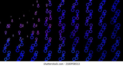 Light Pink, Blue vector texture with women's rights symbols. Colorful feminism symbols with a gradient in modern style. Best design to show the power of women.
